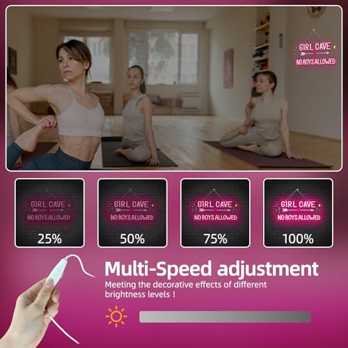 Image of Women Lounge Neon Sign Girl Cave No Boys Allowed Led Light Pink Neon Signs For Wall Decor Bar Light Up For Teen Dorm Y2K Home Decoration Girls Party Gifts