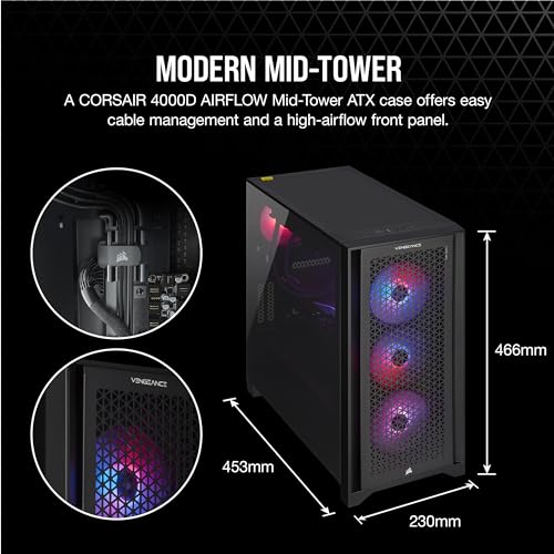 Image of Corsair Vengeance i7500 Series Gaming PC - Liquid Cooled Intel Core i7 14700KF CPU - NVIDIA GeForce RTX 4070Ti GPU - 32GB Vengeance RGB DDR5 Memory - 1TB M.2 SSD - Black