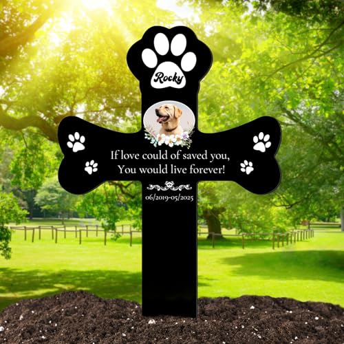 Personalized Dog Grave Marker Custom Outdoor Pet Cross with Name & Date