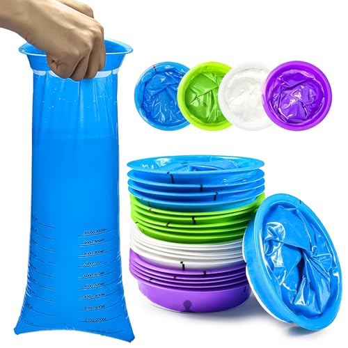20 Piezas Bolsas Vomito Coche con Anilla, Hermético A Prueba de Fugas 1000ml Capacidad para Recolectar Vómitos, Bolsas para Náuseas y Mareo en Viajes Portátil para Niños, Adultos y Mujeres Embarazadas
