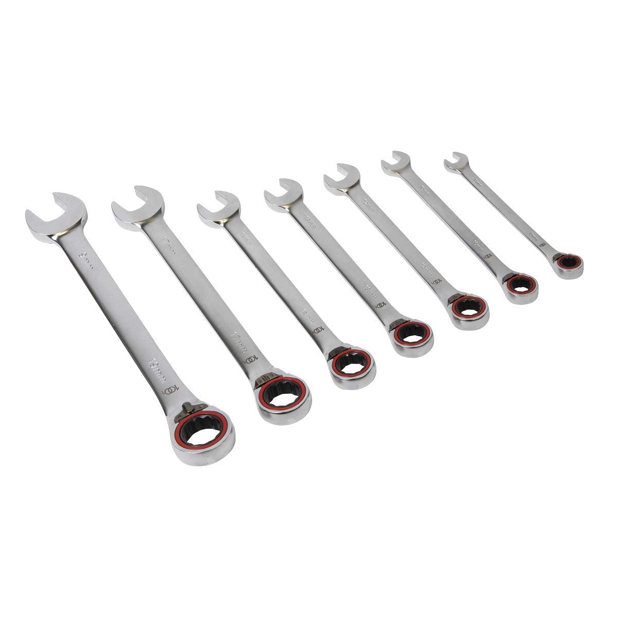 Sealey Reversible Ratchet Combination Spanner Set 7pc Metric