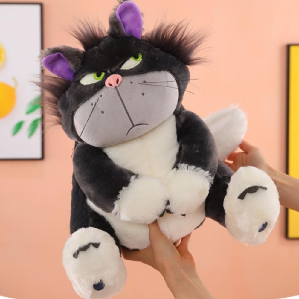 OUKEYI 30cm Cat Plush Toys Stuffed Animals,Black Cat Doll Cute Devil Flower Cat Plush Toy Pillow Birthday Gift for Boys and Girls