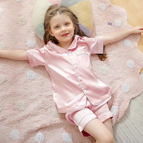 Weixinbuy Pajama Set For Kid Baby Boy Girl Button-Up Silk Pajama Sleepwear Nightwear Loungewear Clothes Set Gifts For Kids thumb #5