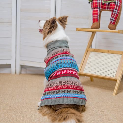 Image of Mihachi Dog Sweater - Winter Coat Apparel Clothes with Colorful Stripes for Cold Weather