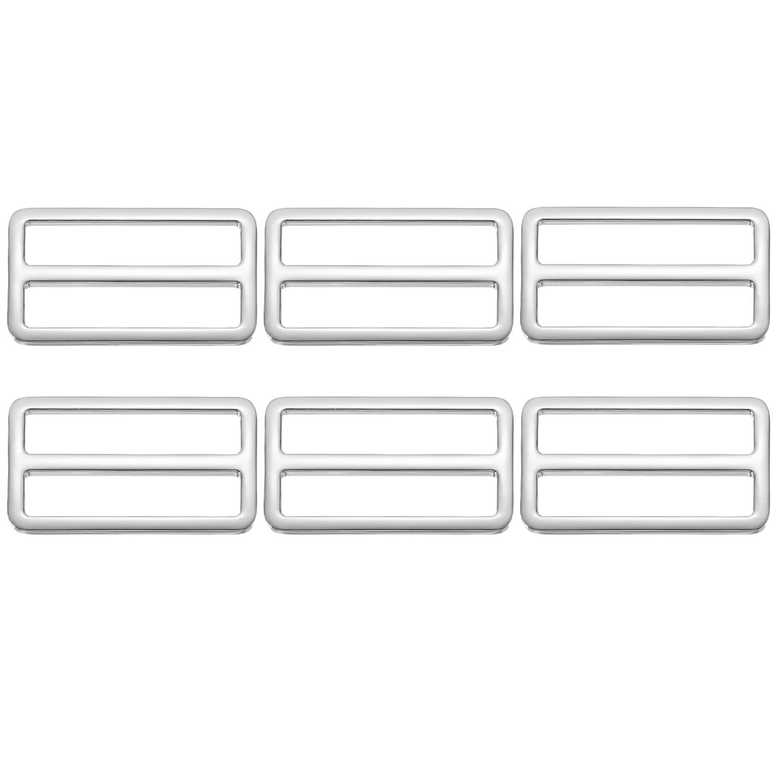 YELARXI Slide Tri-Glide Buckle, 3/4" Metal Adjustable Slide Rectangle Adjuster Suspender Webbing Strap Slider - Fitting for (Purse Bag Hardware Making Replacement Keeper) 6 Pcs & Silver