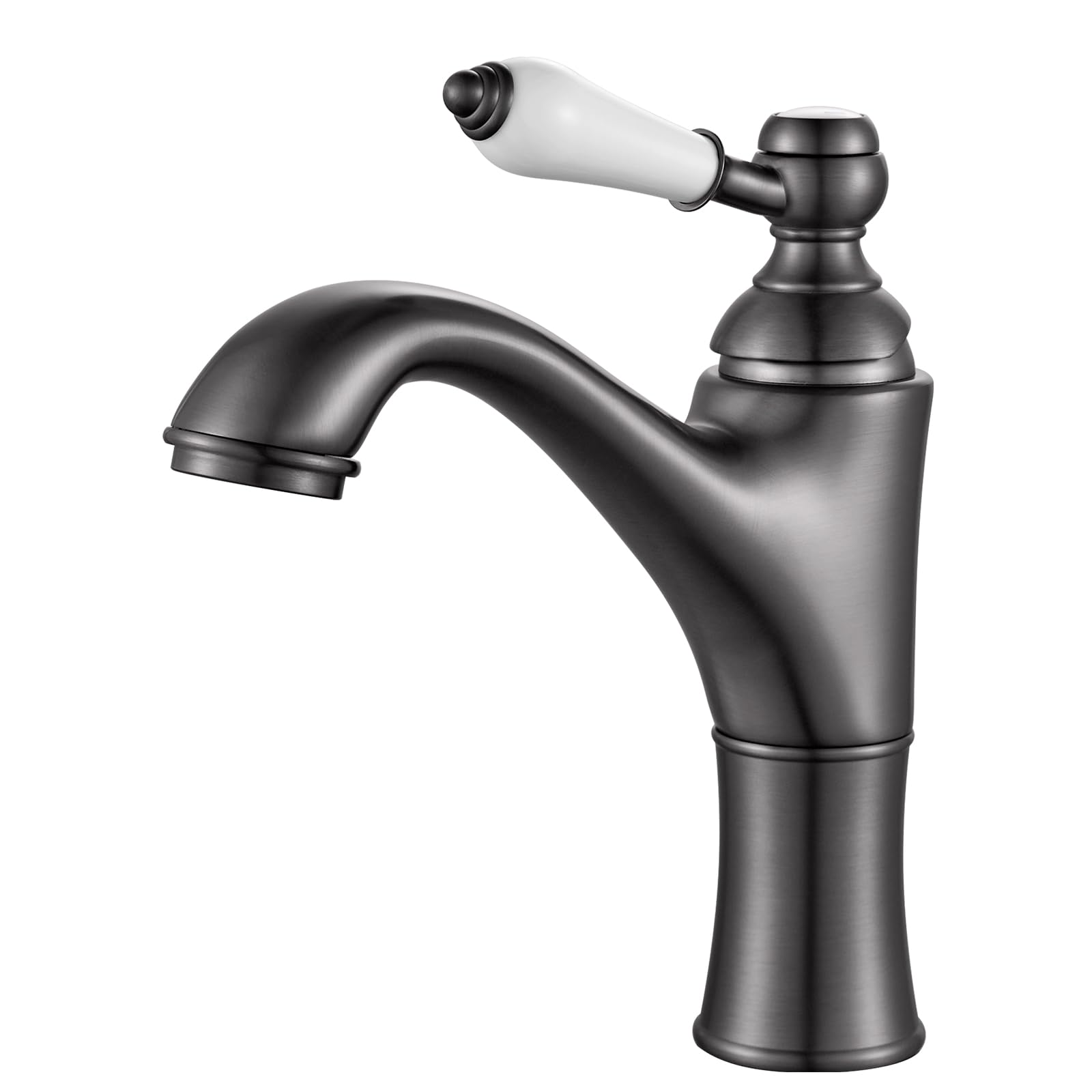 Rehomthy Basin Tap Mixers Bathroom Sink Tap, Single Lever Hot and Cold Basin Mixer Tap with UK Standard Hoses, Grey