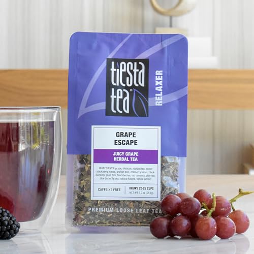 Image of Tiesta Tea - Grape Escape, Loose Leaf, Juicy Grape Herbal Tea, Non-Caffeinated Fruit Blend, Makes Hot or Iced Up to 25 Cups, 2oz Resealable Pouch