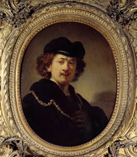 Art mural toile Rembrandt autoportrait pour salon 60x90cm