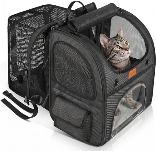 Morpilot Katzenrucksack Hunderucksack für Katzen Hunde Dunkelgrau 35x29x42cm