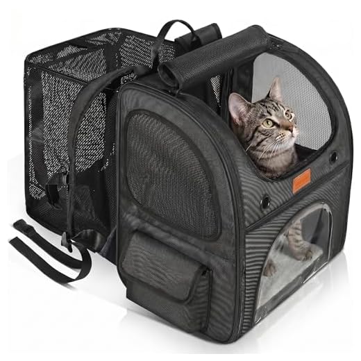 Erweiterbarer Katzenrucksack für Reisen