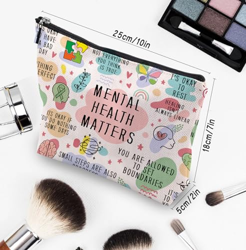 Mental Health Gifts Makeup Bag - Awareness Gift, Daily Affirmation, Positive Quotes Cosmetic Bag for Women2