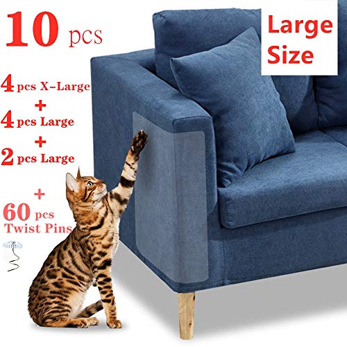 10 Pcs Furniture Protectors from Cats, Clear Self-Adhesive Cat Scratch Deterrent, Couch Protector