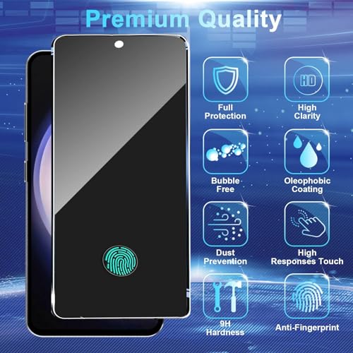 Image of Privacy Screen Protector Compatible with Galaxy S23 FE 5G - 2 Tempered Glass Film + 2 Camera Lens Protectors, High Clarity Bubble Free, Anti-Spy Protection