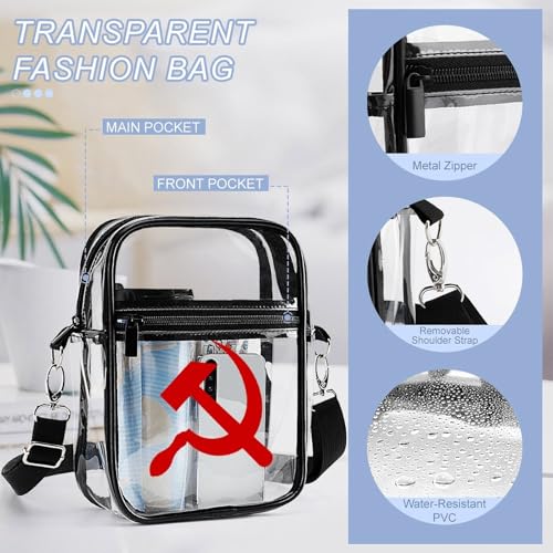 USSR Hammer Logo Clear Crossbody Bag Stadium Bag Adjustable Side Shoulder Bags Messenger Bag with 2 Compartments4
