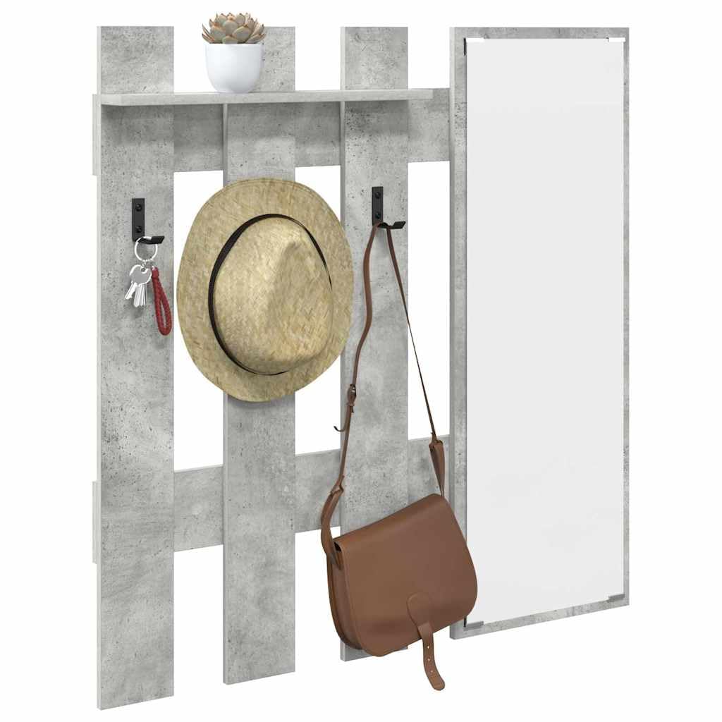 Appendiabiti da Parete Grigio Cemento in Legno 100x10x100 cm | Pannello attaccapanni moderno con ripiani a vista per ingresso e corridoio. Soluzione salvaspazio grigio cemento.