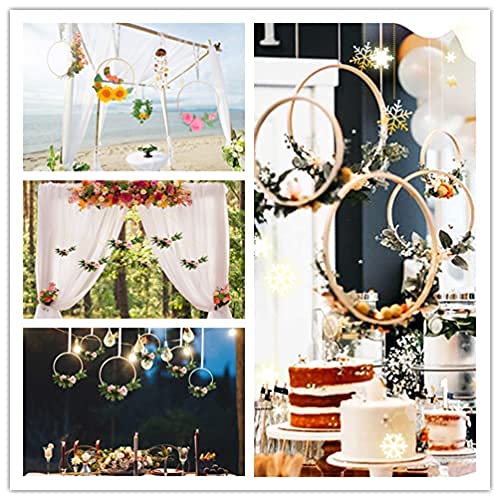 GoGou 8PCS Floraux Anneaux De Couronne Bambou Cerceau Bois En Macramé Pour Attrape-rêves, Dream Catcher Anneau Rond En Bois Cerceau De Bambou Bricolage Artisanat Outils, 4 Tailles (8/13/15/20cm