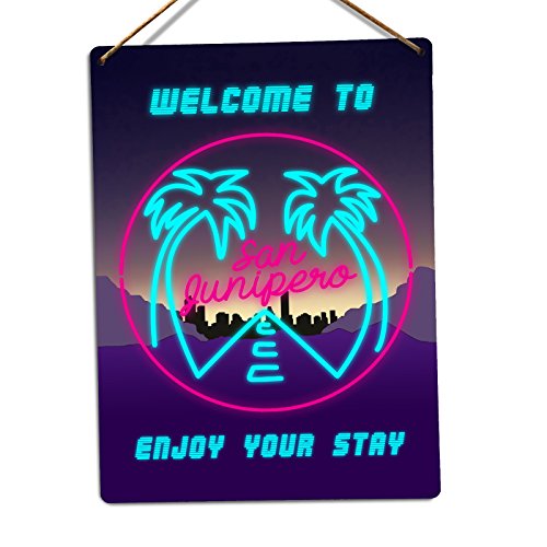 Wtf - Placa de metal para parede com texto em inglês "Welcome To San Junipero