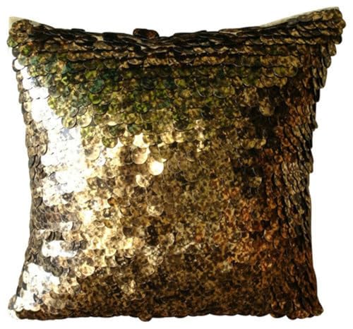 The HomeCentric Or Jettent des Oreillers Couvrent, Paillettes Textures Briller Sparkly Couverture D'Oreillers, Oreiller Jet Couvre 40x40 cm, Carre Soie Taies...