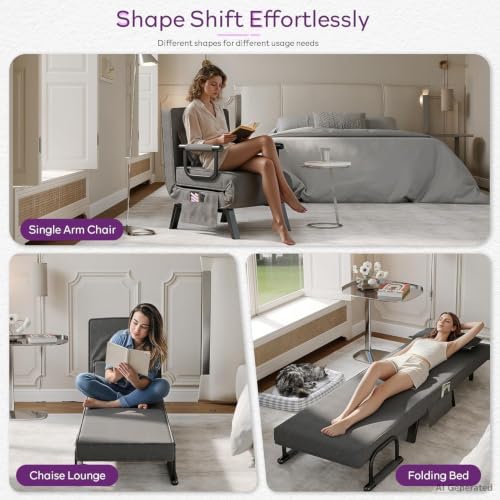 Image of TYBOATLE Sleep Chair Bed Set of 2, Sleeper Chair (Dark Grey)