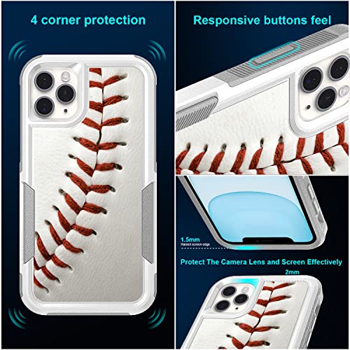 Candykisscase for iPhone 11 Pro Max, Baseball Sport White Pattern Shock-Absorption Hard PC and Inner Silicone Hybrid Dual Layer Armor Defender Case for Apple iPhone 11 Pro Max - image 3