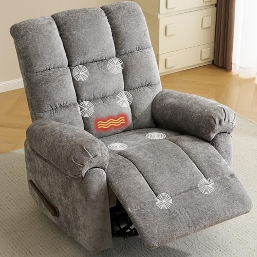 Oversized Swivel Rocker Recliner with Massage and Heat