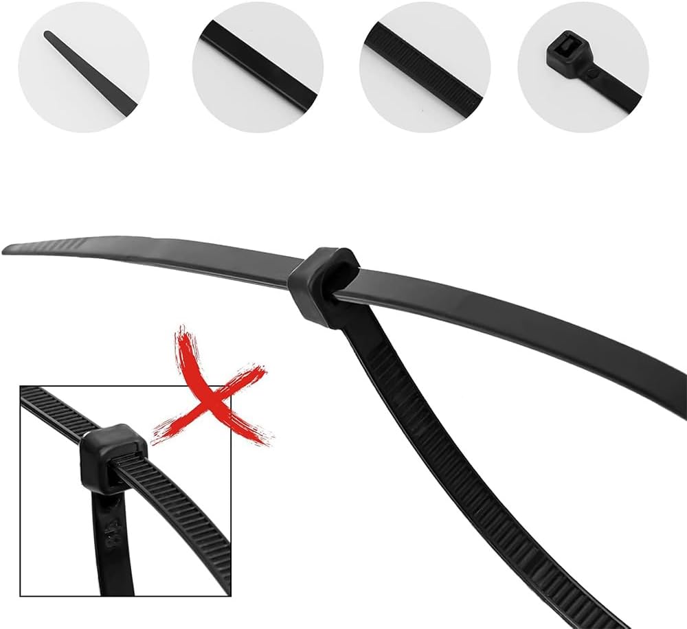 100 Pieces Black Self-Locking Nylon Cable Ties Durable Zip ties Versatile Cable Ties for Organizing Wires and Cables