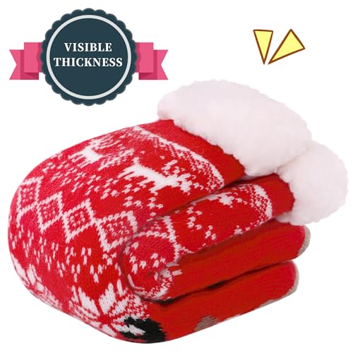 SDBING Kids Fuzzy Slipper Socks Boys Girls Soft Cozy Fluffy Grips Socks Winter Warm Non Slip Christmas Socks2