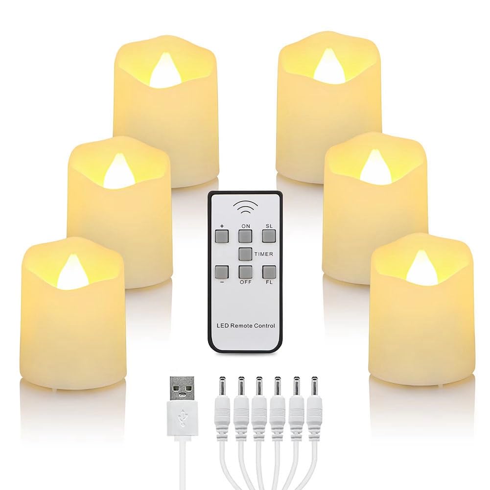 CTRLZS Flameless LED Tea Light Candle Rechargeable Timer Remote Candle Light for Wedding Room Garden Holiday Lighting