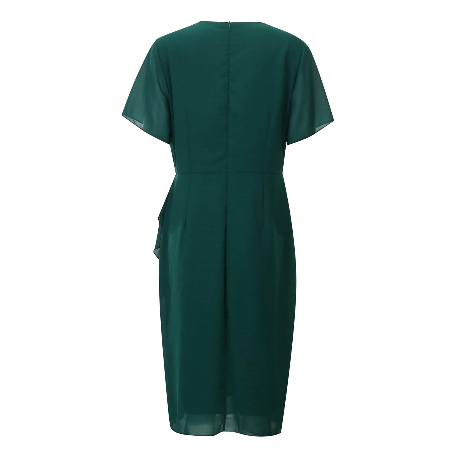 Robe Femme Ete Robe de cocktail élégante en mousseline de soie pour femme, col rond, tenue de soirée, idéale pour un mariage, des vacances, un rendez-vous galant, un printemps, un été, une formelle
