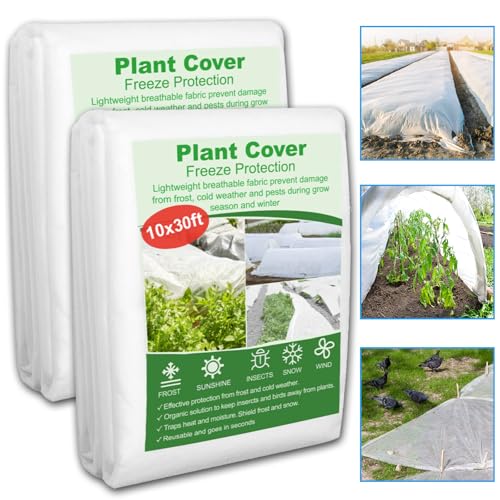NONMON 2 Pack Plant Covers Freeze Protection 10 x 30FT 1.2oz Frost Cloths Forst Blankets for Winter...