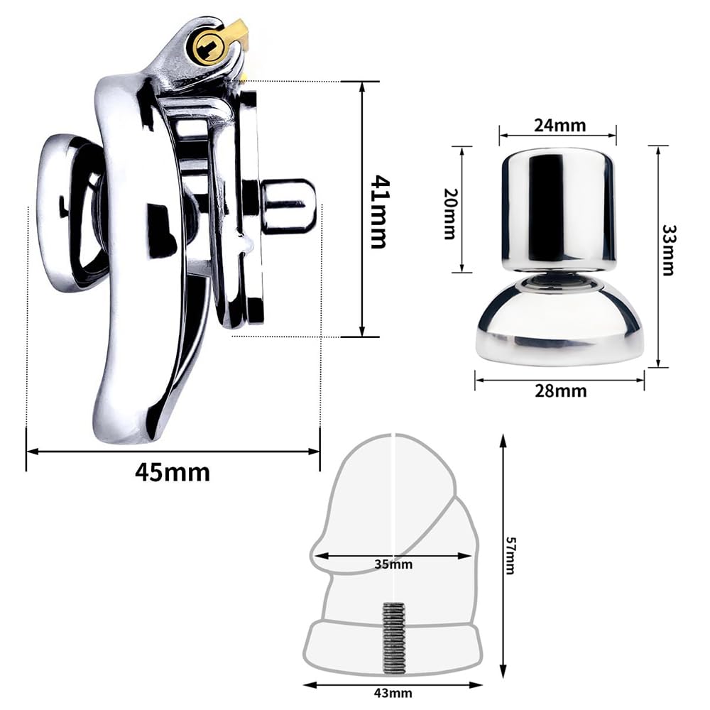 Jixaxe Extra Kurze Peniskäfig Chastity Cage mit Dildo Male Metall Keuschheitskäfig Herren Keuschheitsgürtel Penis Käfig für Männer Chasity Cock Cage Sexspielzeug für die Mann extrem (Bogenring 50mm)