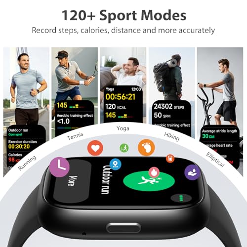 Smartwatch Herren Damen, 1.83" Fitness Tracker mit Alexa/Bluetooth Anrufen, 120+Sportmodi Fitnessuhr mit Herzfrequenz/Schlafmonitor/Schrittzähler, IP68 Wasserdicht Smart Watch Sportuhr für Android iOS 4