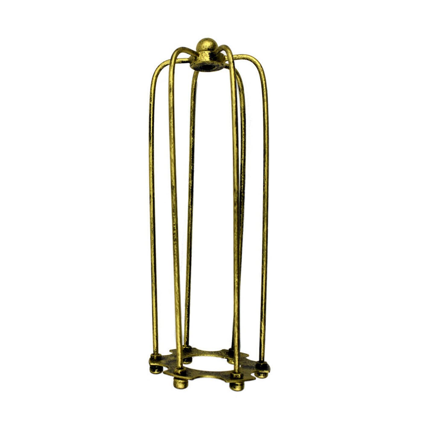 DC VOLTAGE Modern Retro Metal Wire Light Shade, Farmhouse Shape Ceiling Pendant Lamp Shade, Open Style Wire Frame Wire Cage Geometric Bulb Guard Lampshade, Bird Cage Light (Brushed Brass)