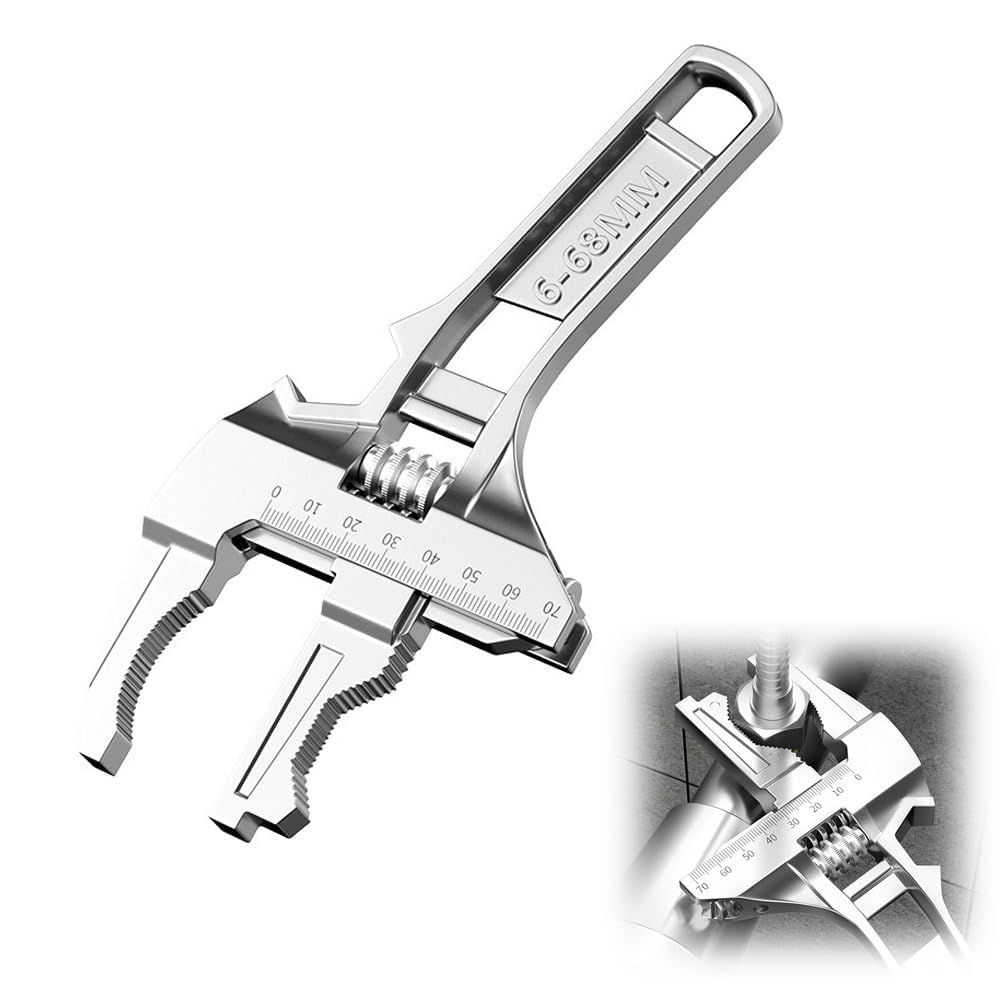 Large Opening Pipe Adjustable Spanner, Wide Jaw Opening Plumbing Stubby Wrench, Universal Repair Set Bathroom Hand Tools Home Repair Tool Wrench, Ergonomic Grip Easily Used in Tight Spaces