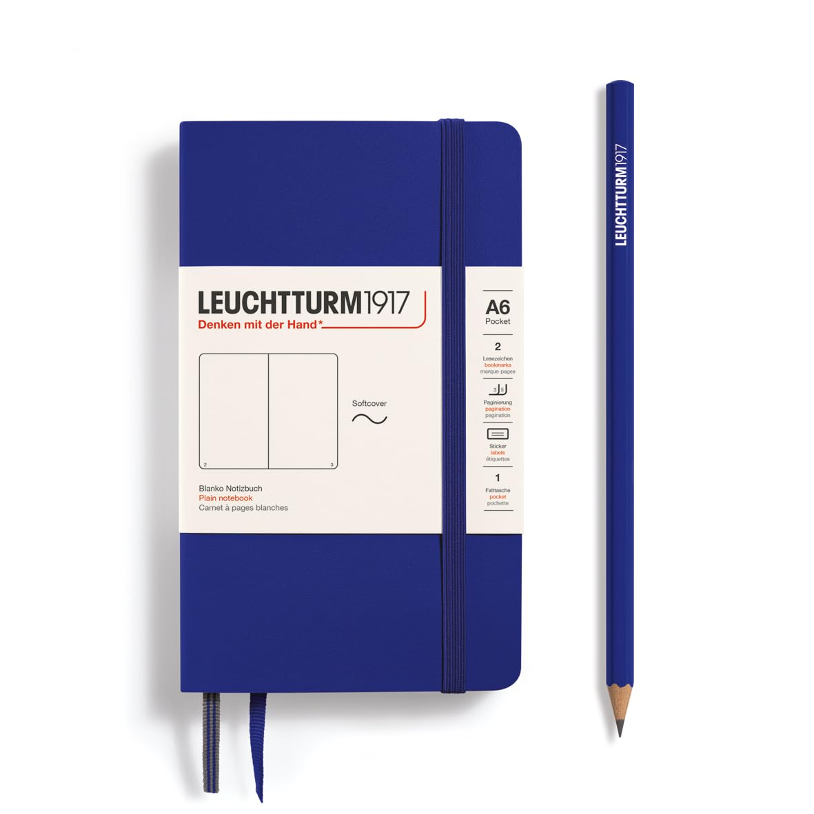 LEUCHTTURM1917 372378 Notebook Pocket A6, Softcover, 123 Numbered Pages, Ink, Plain โ image 1