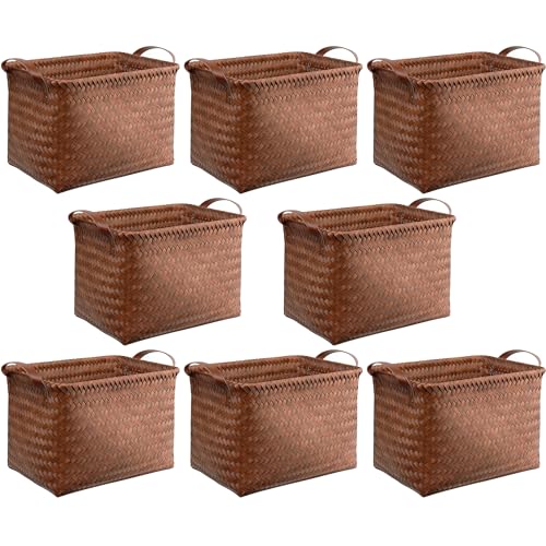 Image of BROWNLILY Handwoven Clothes Basket Laundry Hampers Large Wicker Storage Baskets for Shelves Blankets Closet Storage Bins Car Bedroom Bathroom Organizers and Storage Bath (8, Brown)