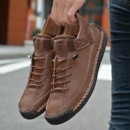 Image of Womens Casual Shoes Ankle Chukka Boots Slip On Breathable Loafers Handmade Fashion Sneakers Mid top Walking Driving Flats Shoes
