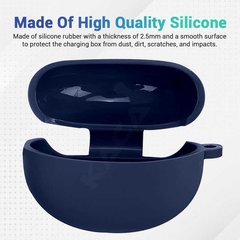 Image of KACA Protective Shockproof Silicone Cover Case with Buckle Compatible with Oppo Enco Air 2 Pro (Midnight Blue)