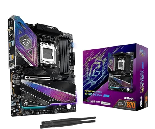ASRock X870 Nova WiFi AM5 Flagship Motherboard | AMD Ryzen 9000/8000/7000 | DDR5 8400+ (OC) | Dual USB4 | PCIe 5.0 | WiFi 7 | 18+2+1 Power Phase | 5GbE LAN