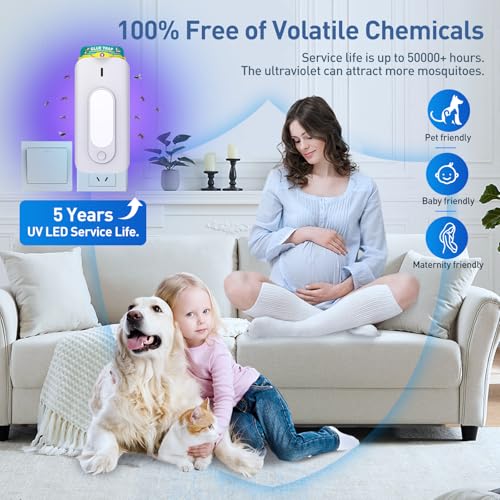 Image of Fruit Fly Trap for Indoors with 10 Refills, 2 in 1 Fly Trap Indoor with Night Light for Home, Gnat Traps for House Indoor, Plug-in Insect Trap for Gnats, Flies, Moths, and Other Bugs-White