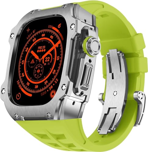 Boîtier montre acier inoxydable bracelet caoutchouc Apple Watch Ultra 2 49 mm