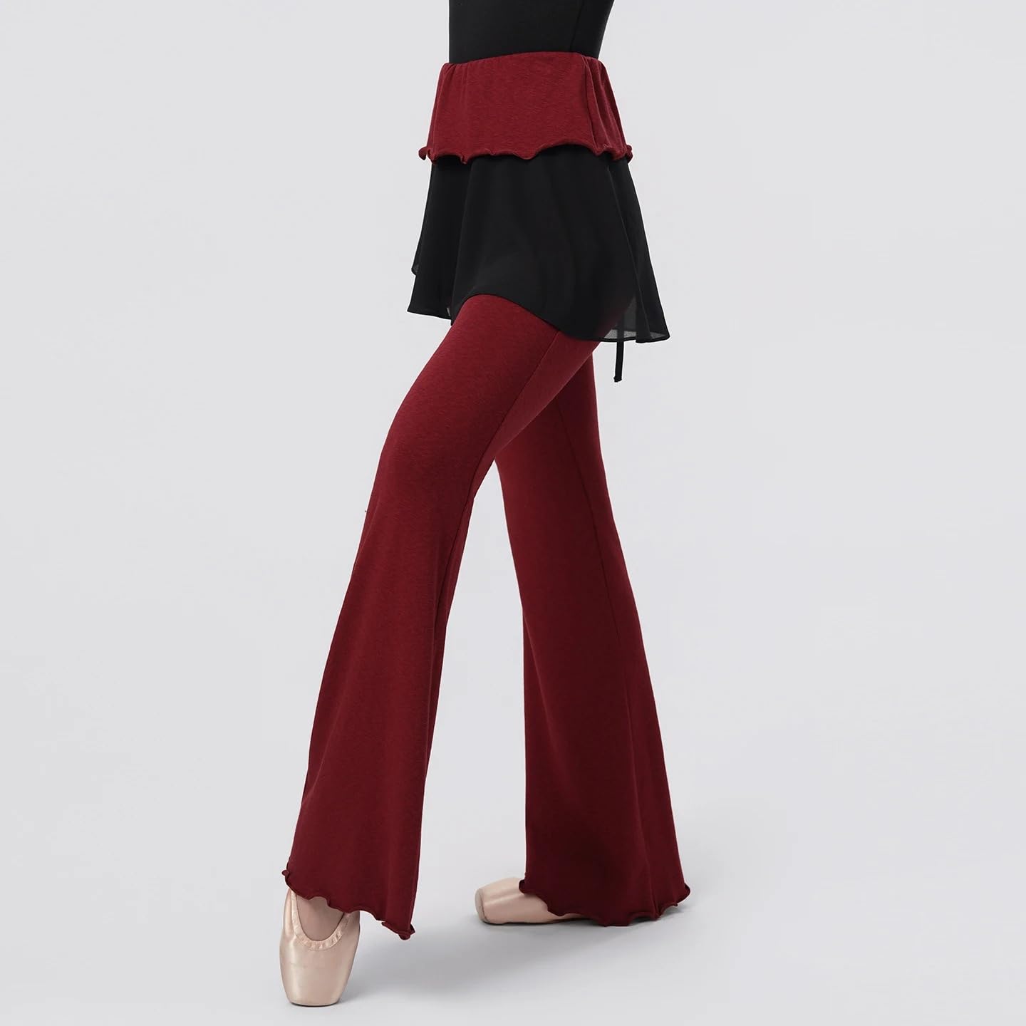 LATEAU Pantaloni da Danza Svasati for Balletto da Donna Pantaloni a Vita Alta con Volant Pantaloni in Cotone Pantaloni da Pratica for Palestra Moderna for Yoga