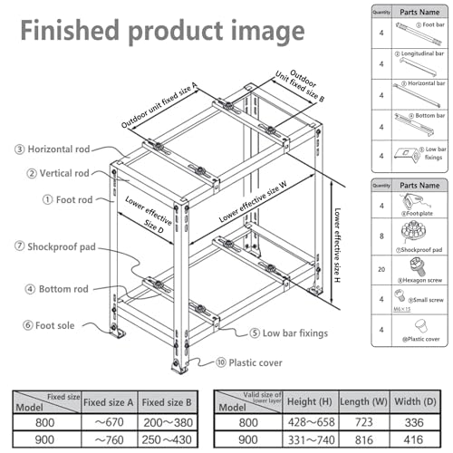 Cubierta de aluminio resistente antirrobo para aire acondicionado exterior, radiador, valla de reducción de ruido y soporte para plantas, se adapta a 800 x 800 x 450 mm, protección impermeable para tu