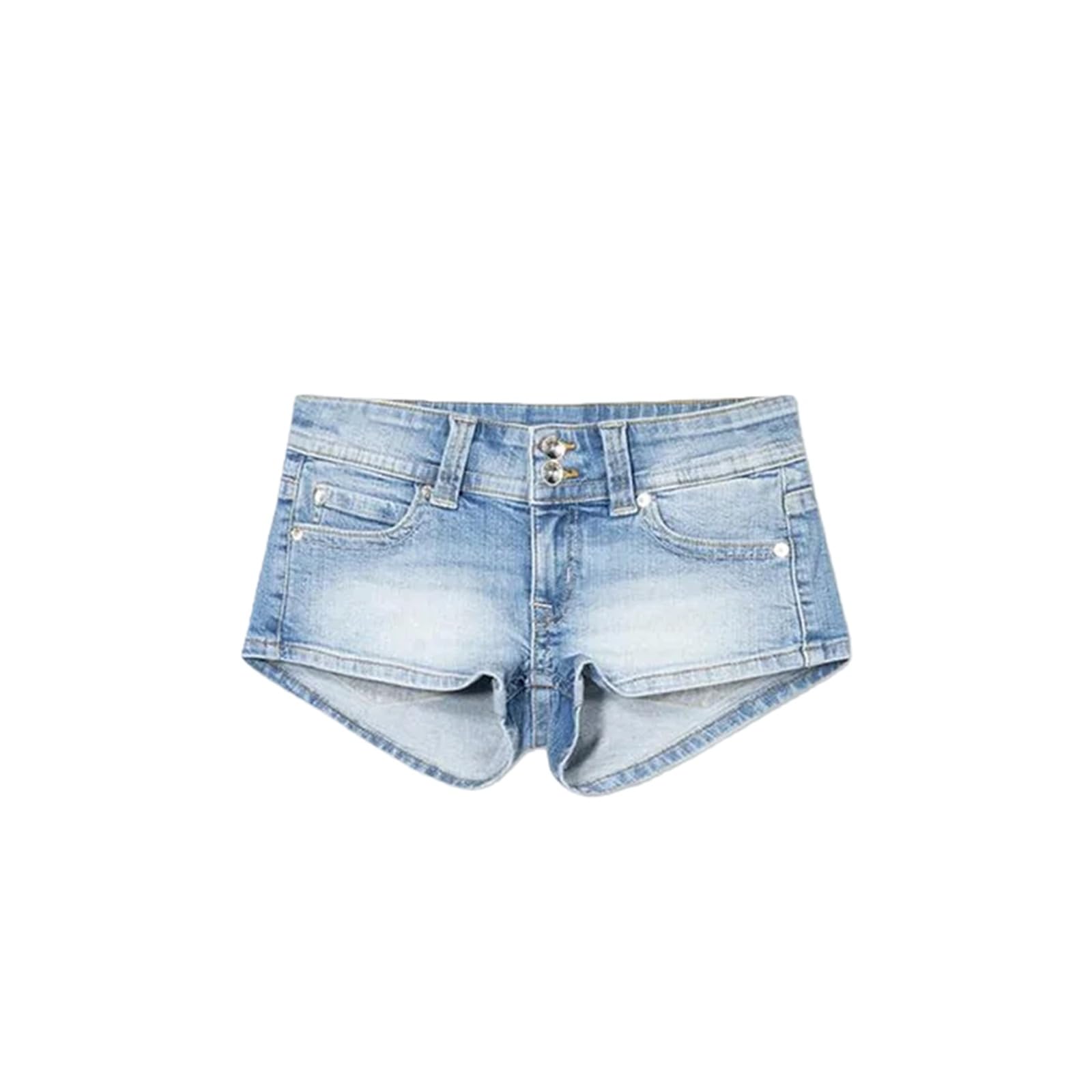 Short mini jean monté jambe droite à double bouton ajusté en XL