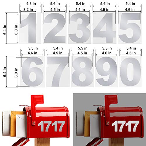 Image of 2 Sets Vinyl Numbers Stickers Self-Adhesive Window Numbers Stickers Die Cut Waterproof Mailbox Number Decals with Scraper for Mailbox Window Car Door Truck House Indoor Outdoor (Silver,6 Inch)