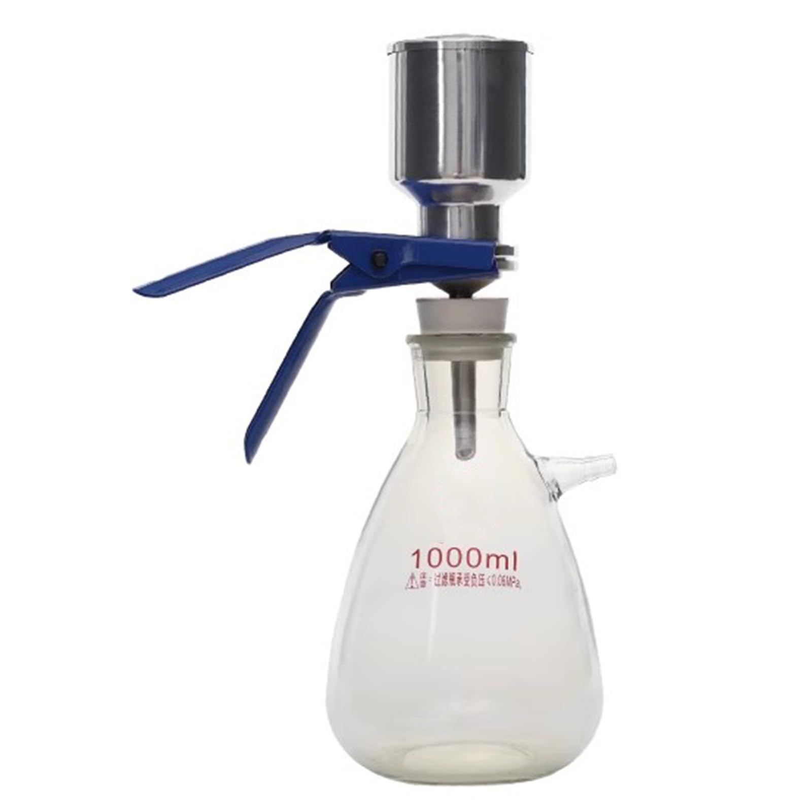 Aparato de filtración de vidrio, kit de filtración al vacío de acero inoxidable con matraz de 1000 ml y embudo, incluye membrana de filtro de 50 mm para uso en laboratorio