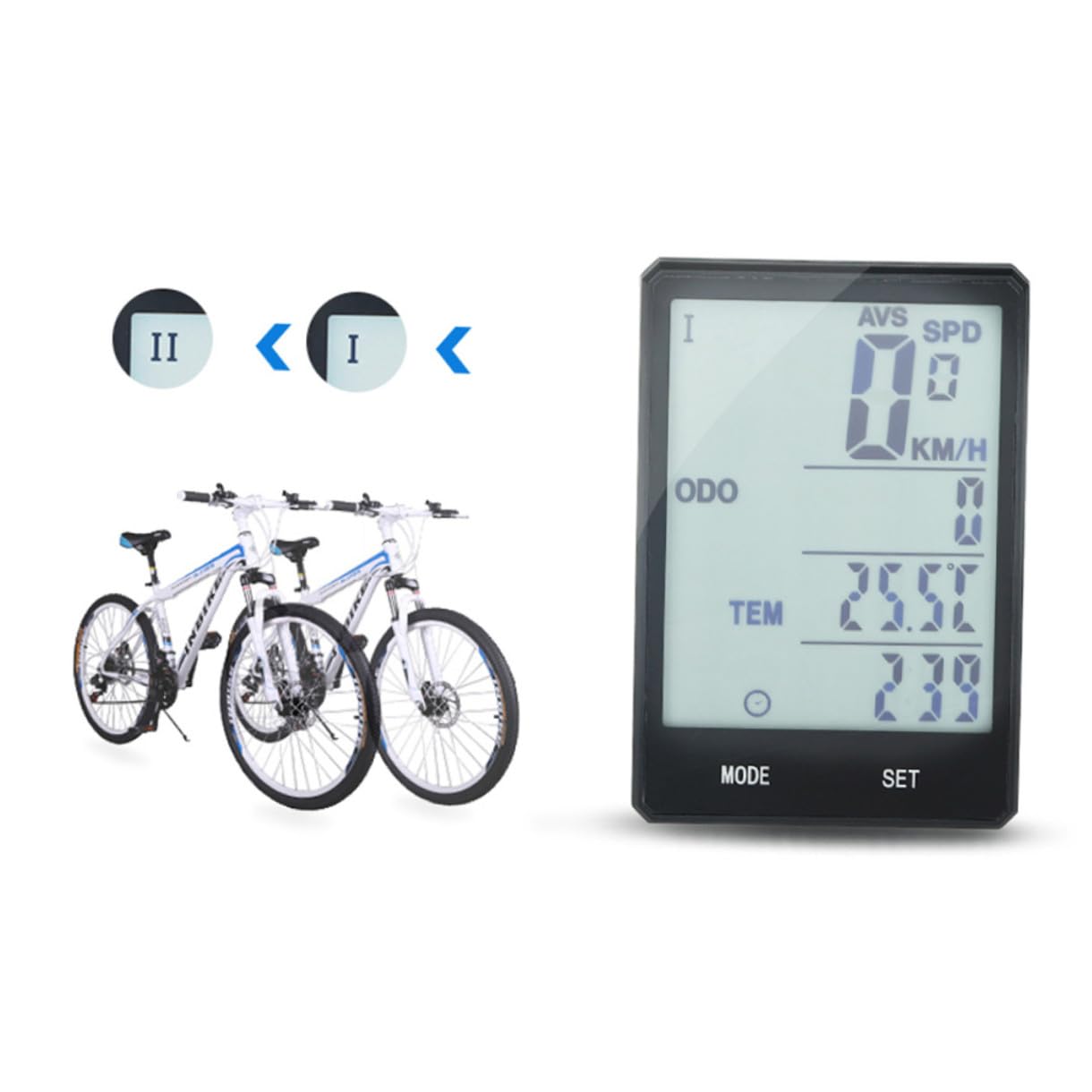 INOOMP 2Pcs Excersize Tachimetro Bici Tachimetro Cablato Bici Tachimetro Cablato Computer Contagiri Nero