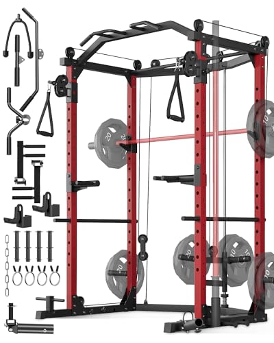GarveeLife Power Cage, Multi-Functional Power Racks for Home Gym with Cable Crossover System, 1600...