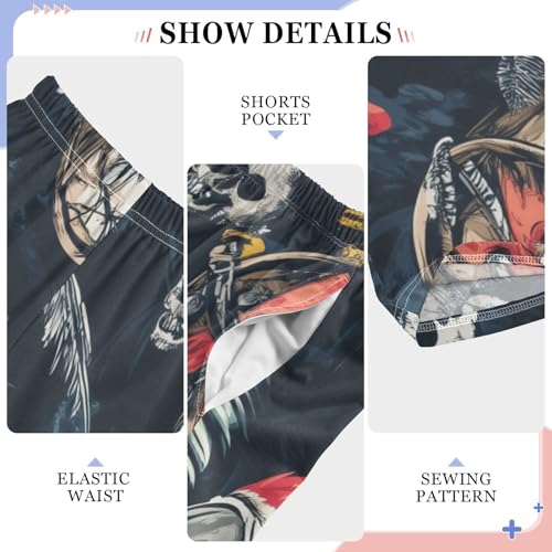 Parrot and Skull Boys Long Pants Soft Trousers Elastic Waist Kids Lounge Bottoms with Pockets S-XL4