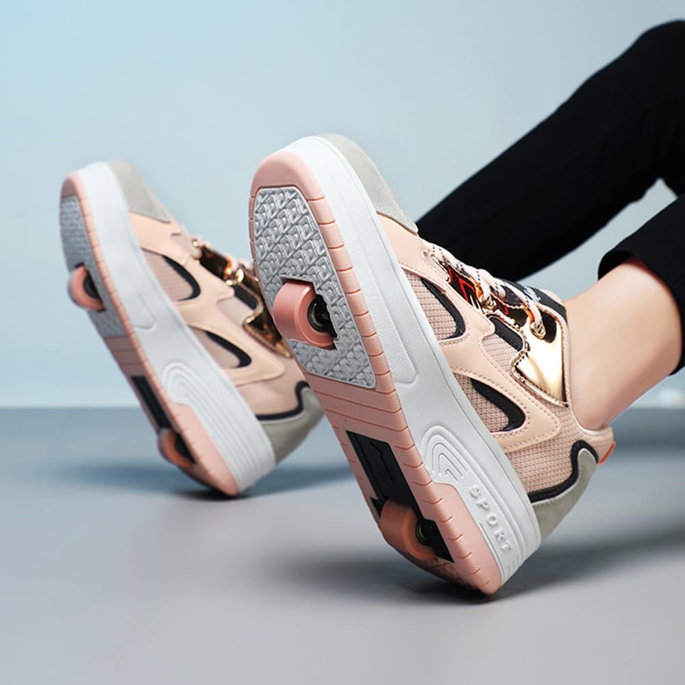 Mateju Zapatos con Ruedas para Niños y Niñas, Patines Multiusos 2 en 1, Zapatillas Deportivas al Aire Libre Retráctil, Zapatillas de Skateboarding Niña Niño 34-42EU